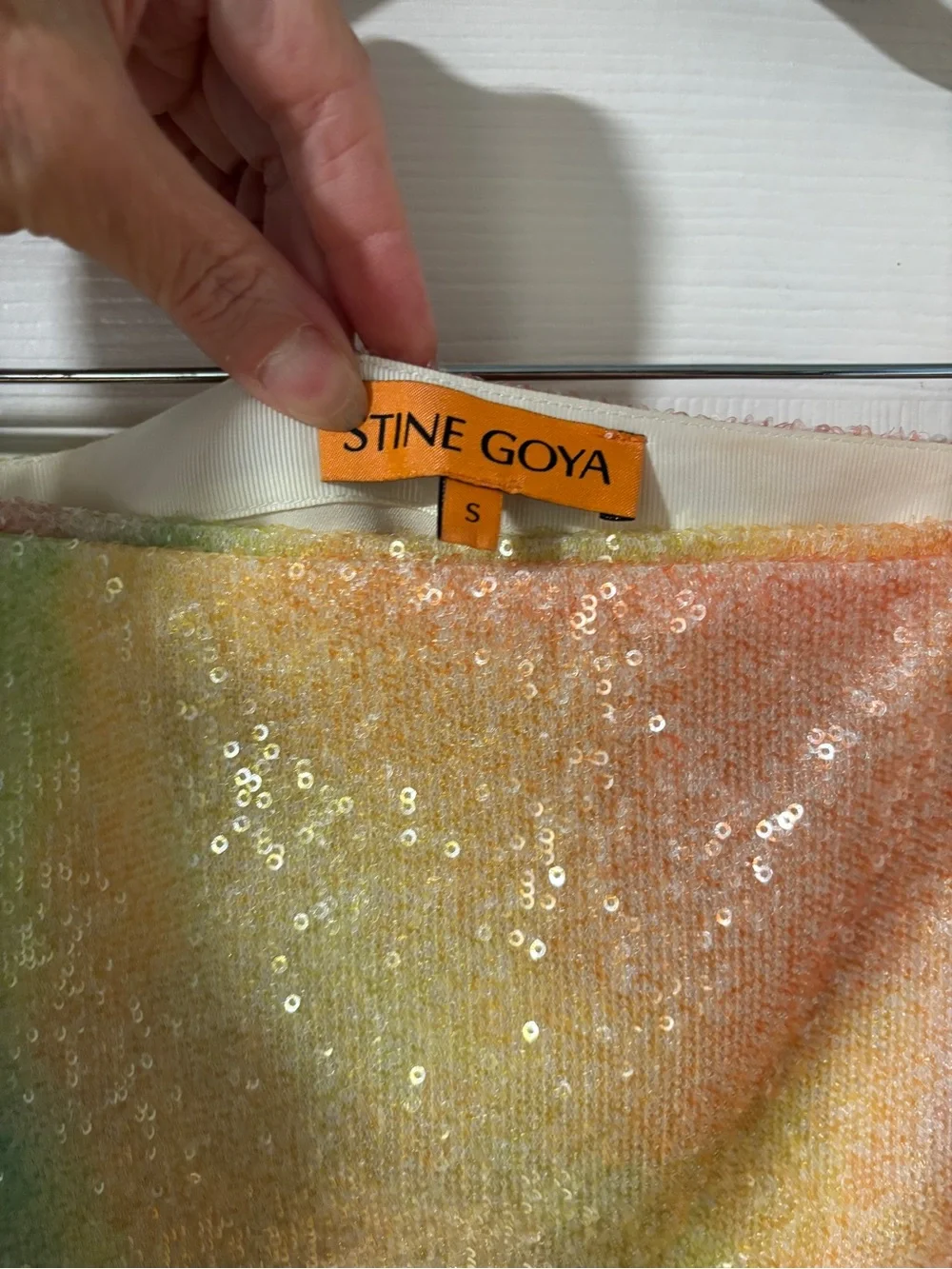 NWOT STINE GOYA Arwen Rainbow Multicolor Sequined Midi Wrap Skirt S